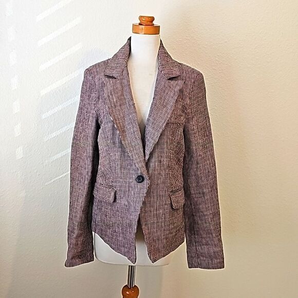 FREE PEOPLE PLAID BLAZER SMALL - Picture 1 of 12
